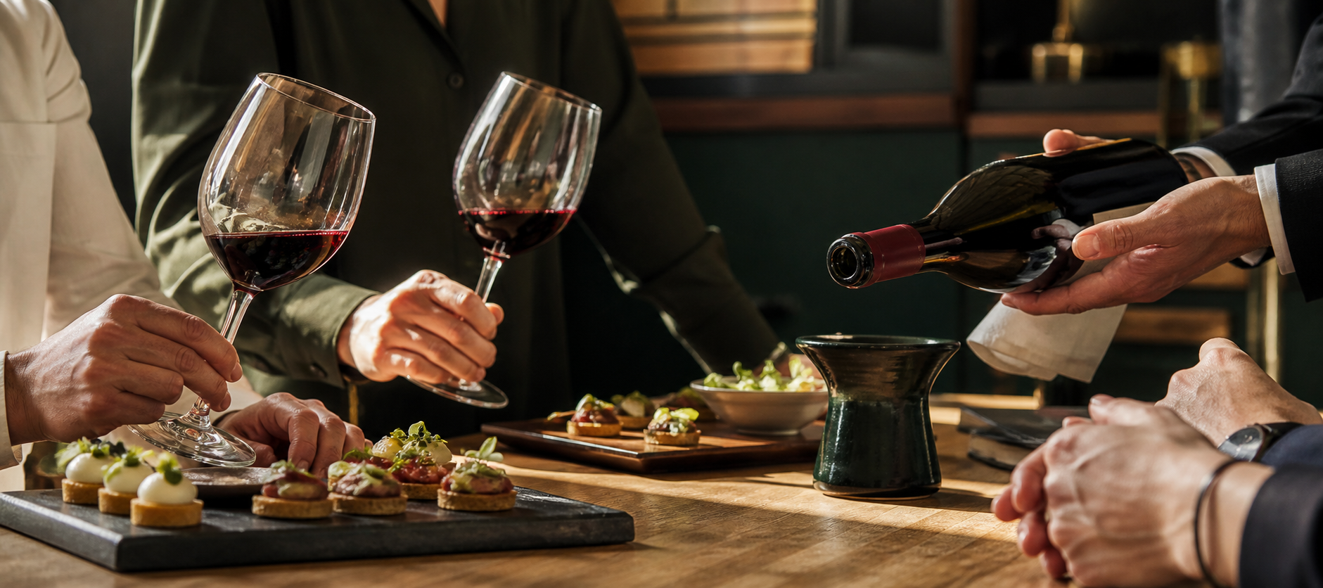 Dégustation de vins et de bouchées proposée avec un caviste partenaire